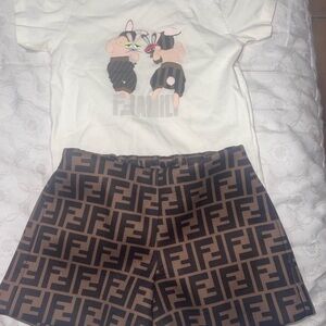 Fendi Kids Matching Set - Cream and Brown